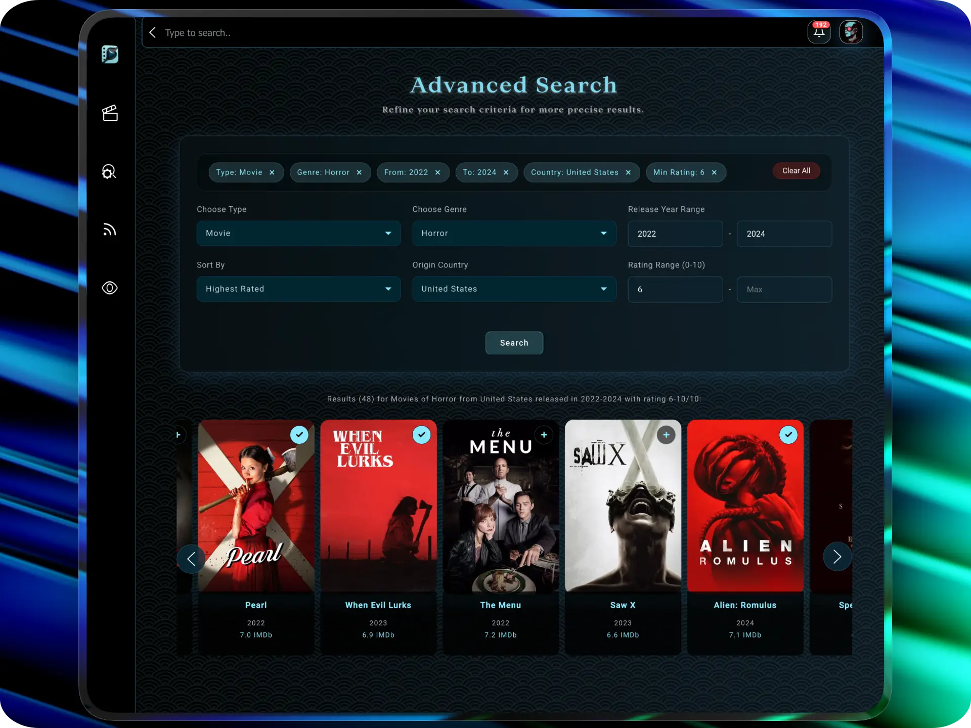 EnterCinema Advanced Search